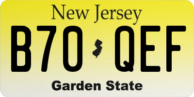 NJ license plate B70QEF