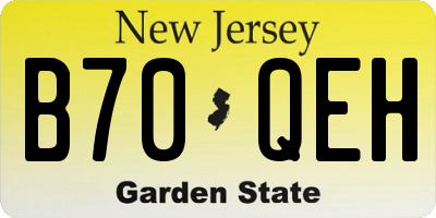 NJ license plate B70QEH