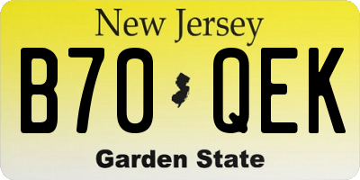 NJ license plate B70QEK