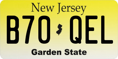NJ license plate B70QEL