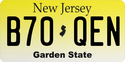 NJ license plate B70QEN