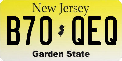 NJ license plate B70QEQ