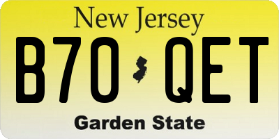 NJ license plate B70QET