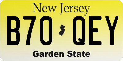 NJ license plate B70QEY