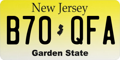 NJ license plate B70QFA