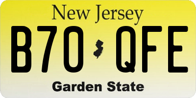 NJ license plate B70QFE