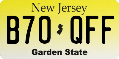 NJ license plate B70QFF