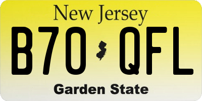 NJ license plate B70QFL
