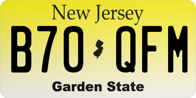 NJ license plate B70QFM