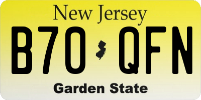 NJ license plate B70QFN