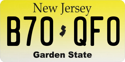 NJ license plate B70QFO