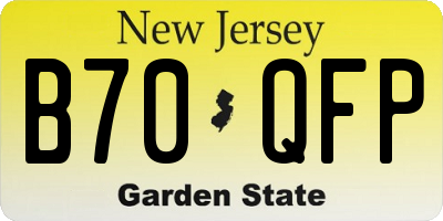 NJ license plate B70QFP