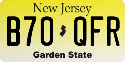 NJ license plate B70QFR