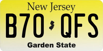NJ license plate B70QFS