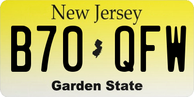 NJ license plate B70QFW