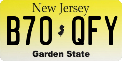 NJ license plate B70QFY
