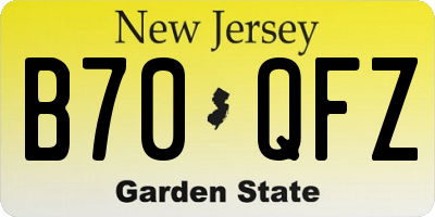 NJ license plate B70QFZ