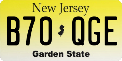 NJ license plate B70QGE