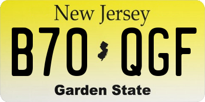 NJ license plate B70QGF