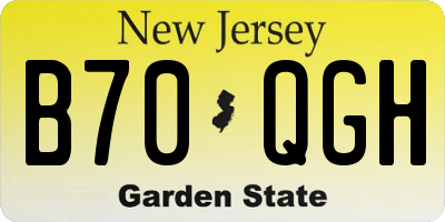 NJ license plate B70QGH