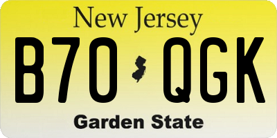 NJ license plate B70QGK