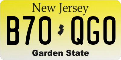 NJ license plate B70QGO