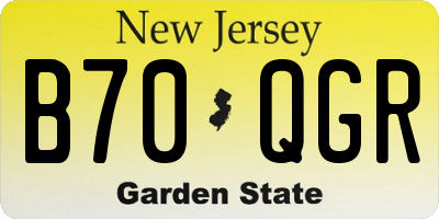 NJ license plate B70QGR