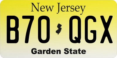 NJ license plate B70QGX