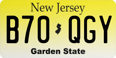 NJ license plate B70QGY