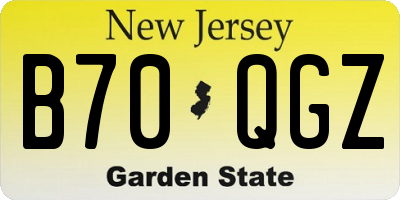 NJ license plate B70QGZ