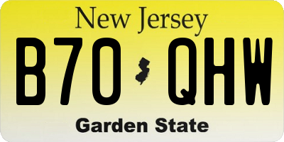 NJ license plate B70QHW