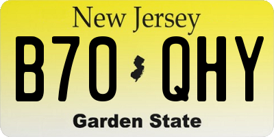 NJ license plate B70QHY
