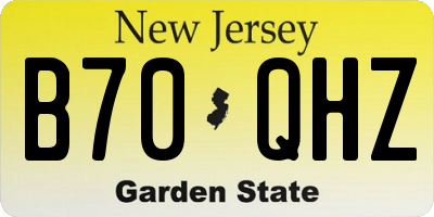 NJ license plate B70QHZ