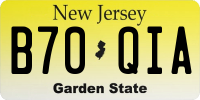 NJ license plate B70QIA