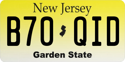 NJ license plate B70QID