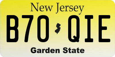 NJ license plate B70QIE
