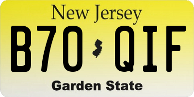 NJ license plate B70QIF