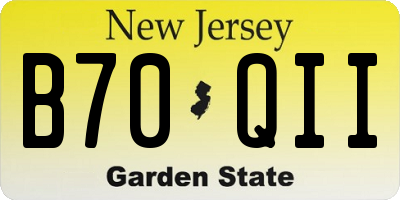 NJ license plate B70QII