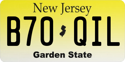 NJ license plate B70QIL