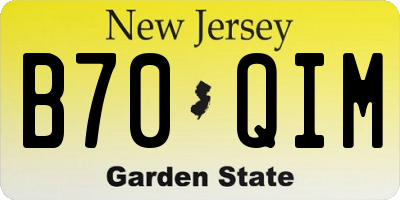 NJ license plate B70QIM