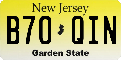NJ license plate B70QIN