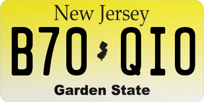 NJ license plate B70QIO