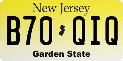 NJ license plate B70QIQ