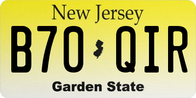 NJ license plate B70QIR