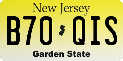 NJ license plate B70QIS