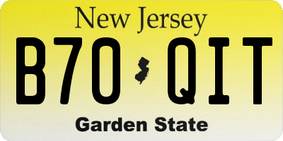 NJ license plate B70QIT