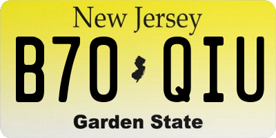 NJ license plate B70QIU