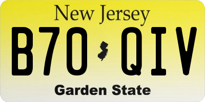 NJ license plate B70QIV