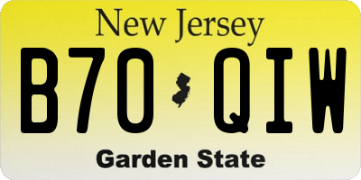 NJ license plate B70QIW