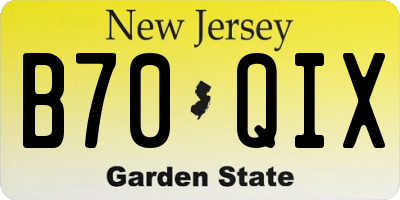 NJ license plate B70QIX